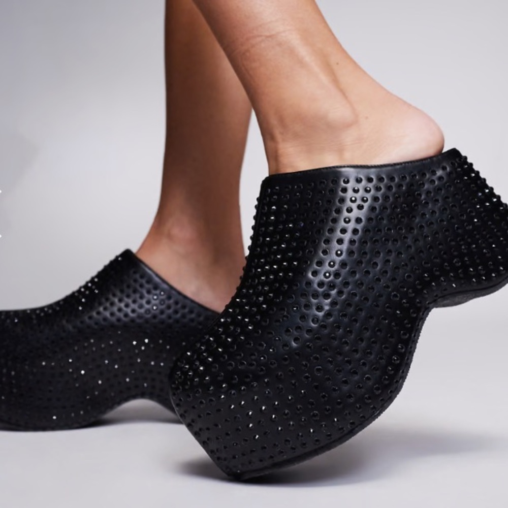 Black Studded Mules - Picture 3 of 9